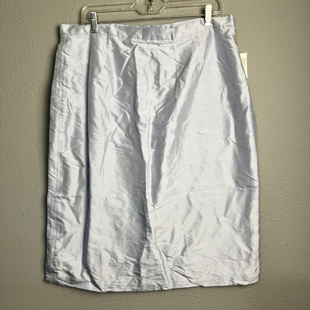 Barrie Pace 100% Silk‎ Skirt Pastel Blue Lined Career Wear Mature Luxury Size 16